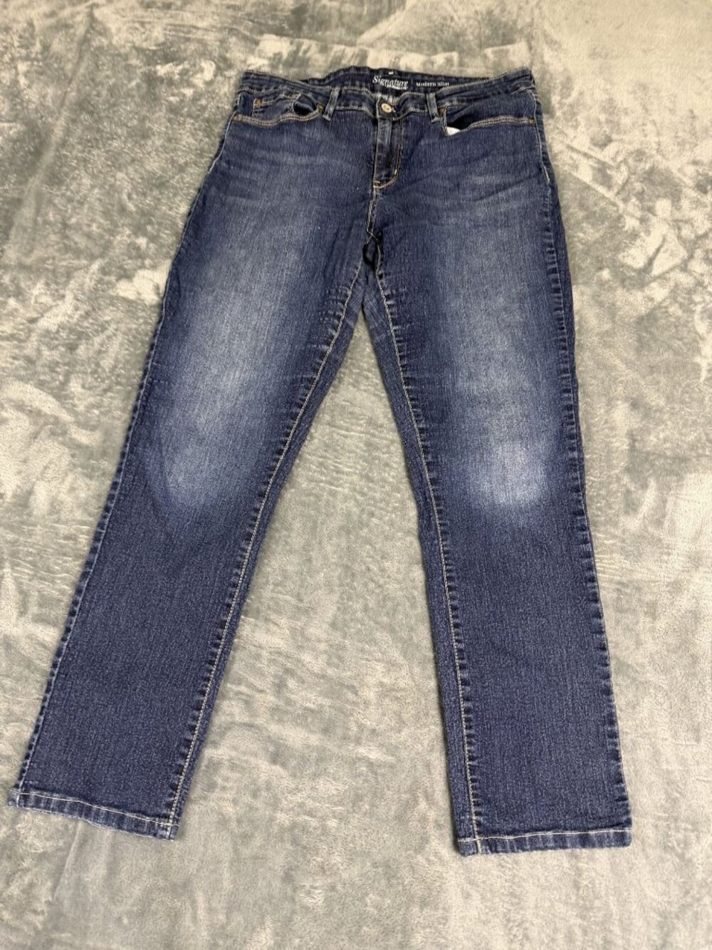 Signature Levi Strauss Mens Dark Wash Modern Slim Jeans 32x34